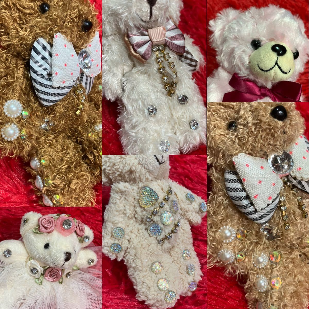 ぬいぐるみキーホルダー/キラキラクマちゃん6点set )バッグ ぬいぐるみキーホルダー/キラキラクマちゃん6点set )バッグ