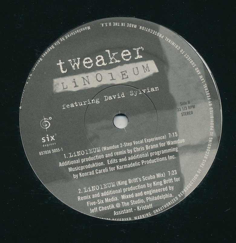 Tweaker Featuring David Sylvian / Linoleum /US盤/中古12インチ!!41120_画像5