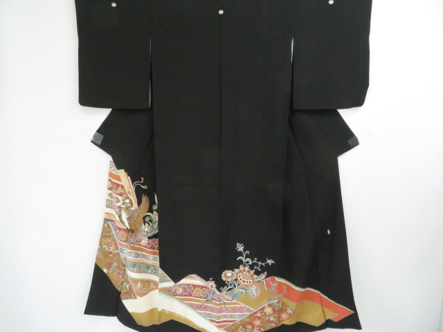 人気の春夏 宗sou 黒留袖 落款入り 作家物 金彩 鳳凰に唐花桜文 着物