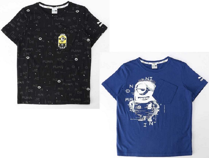  Puma Mini on z collaboration Kids short sleeves T-shirt 2 pieces set 128 black blue Minions for children man and woman use Junior postage 370 jpy 