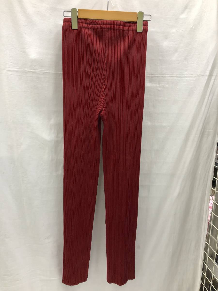 プリーツプリーズ レッド パンツ イッセイミヤケ