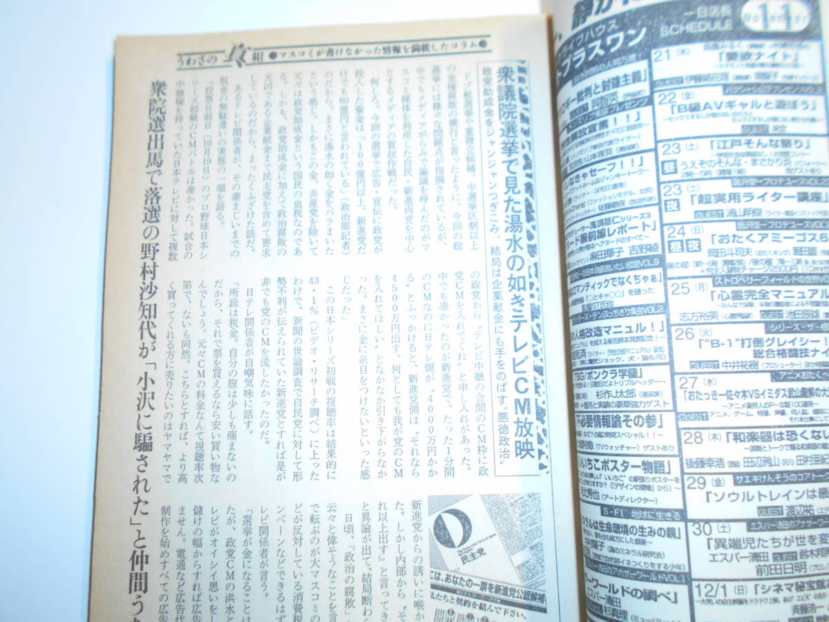 噂の真相 噂の眞相 雑誌 1996年12月 荒木経惟 民主党旗揚げ仕掛け人 朝生 フジテレビ報道部暴行事件 雅子妃不妊 大森機関 名探偵 渡邊文男_画像7