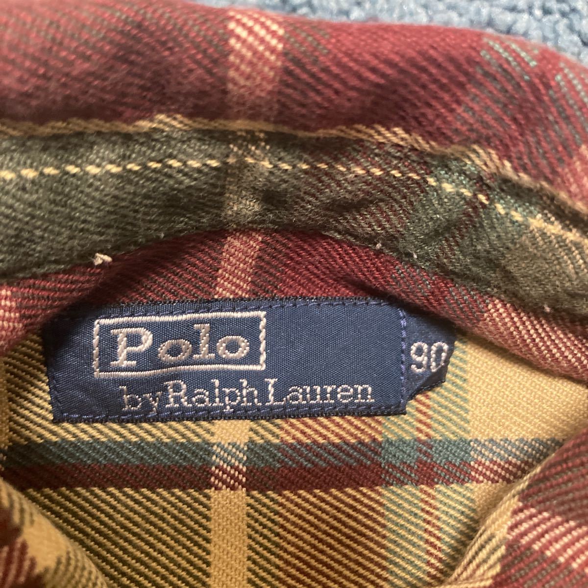 RALPH LAUREN ラルフローレン ネルシャツ 長袖シャツ チェックシャツ　エルボーパッチ　90 中古品