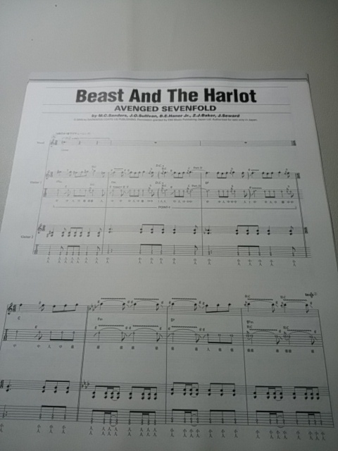 ヤングギター☆ギタースコア☆切り抜き☆AVENGED SEVENFOLD/Beast And The Harlot☆10/DT：ccc1265▽_画像2