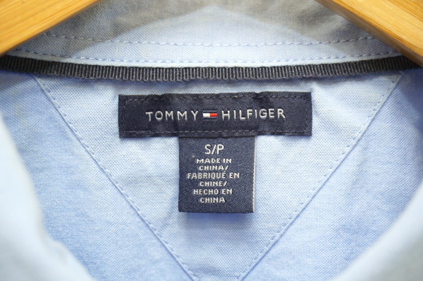  Tommy Hilfiger * TOMMY HILFIGER lady's car n blur - long sleeve shirt S sax blue refreshing clean . adult casual!*DK