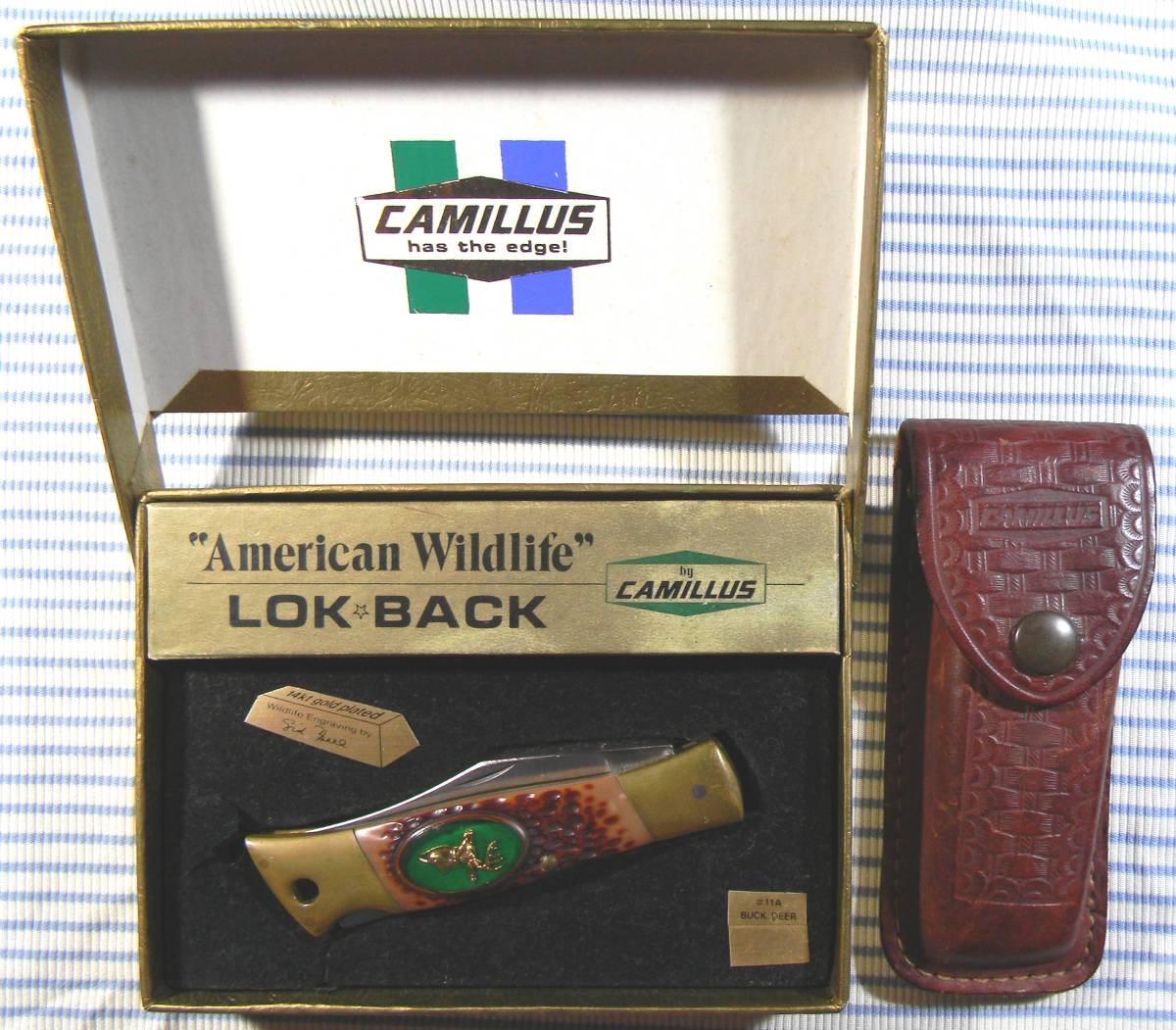 希少！1976年購入　箱付き！カミラス　ＤＥＥＲフォールディングナイフ11Ａ＋カミラス純正革製シースをセットで！
