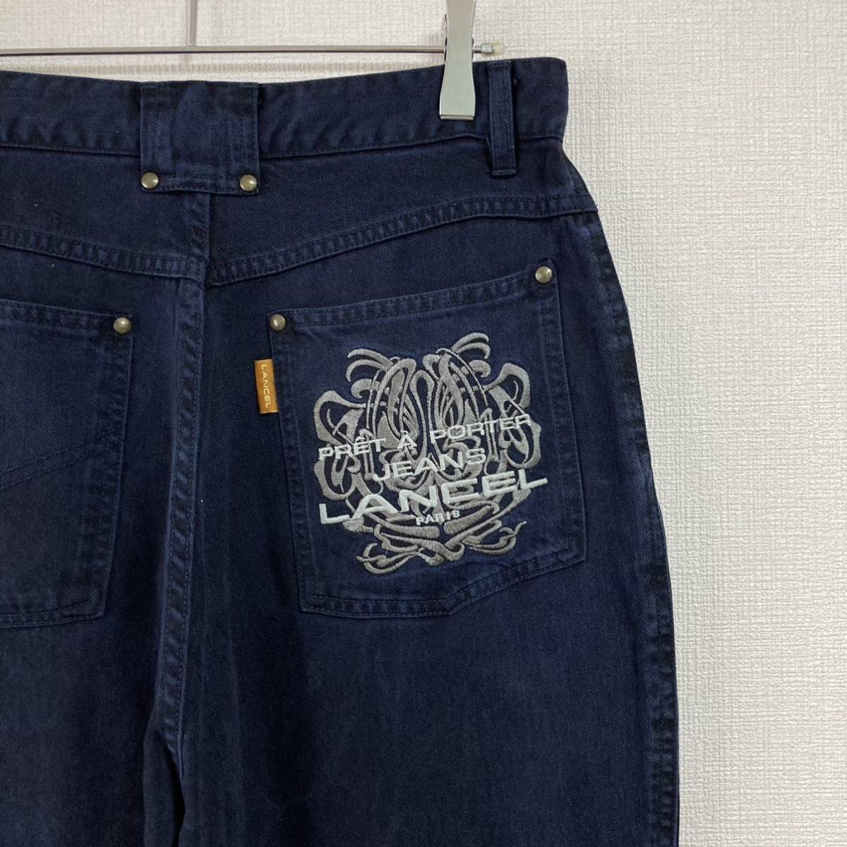 90s 00s LANCEL PARIS ランセル パリ 刺繍ロゴ スラックス パンツ - Size 30_画像5