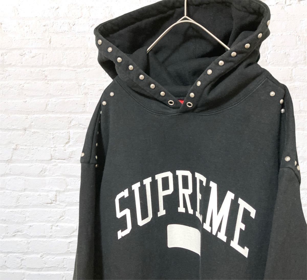 Supreme シュプリーム Hooded スウェットパーカー BLACK スタッズ 木村拓哉 キムタク 着用 Lサイズ