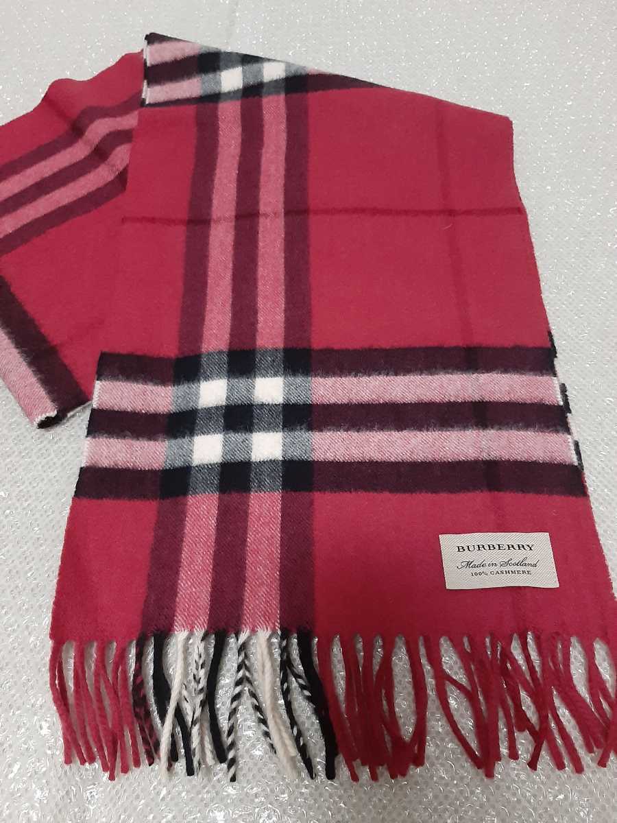 BURBERRY バーバリー マフラー ストール カシミヤ100% レッドピンク