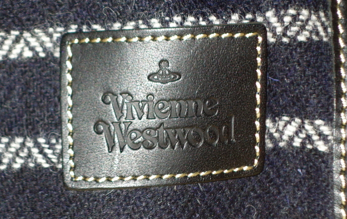 Vivienne Westwood×Harris Tweed/ヴィヴィアン ウエストウッド ハリスツイード★ショルダーバッグ/ボストンバッグ★ボーダー★ネイビーx黒_画像4