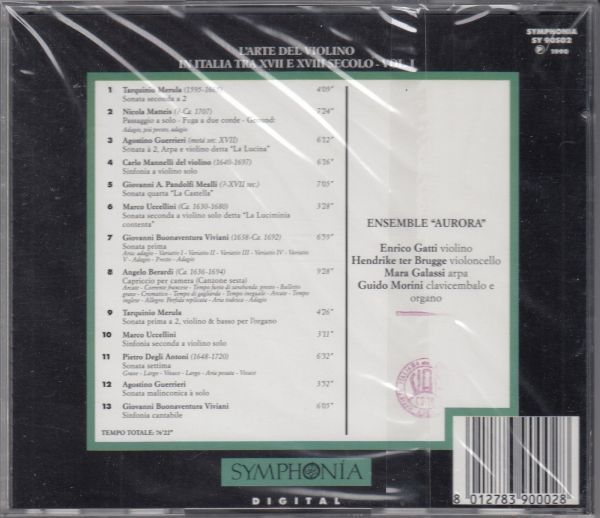 [CD/Symphonia]T.メヌーラ(1595-1665):2声のソナタ第2番&C.マネッリ(1640-1697):無伴奏ヴァイオリンのためのシンフォニア他/アウローラ_画像2