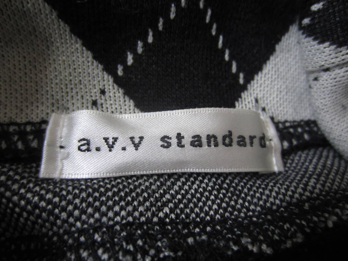 ★「a.v.v standard／アーヴェヴェ　スタンダード」アーガイル　タートルネック　重ね着風　カットソー（38サイズ）　★_画像7