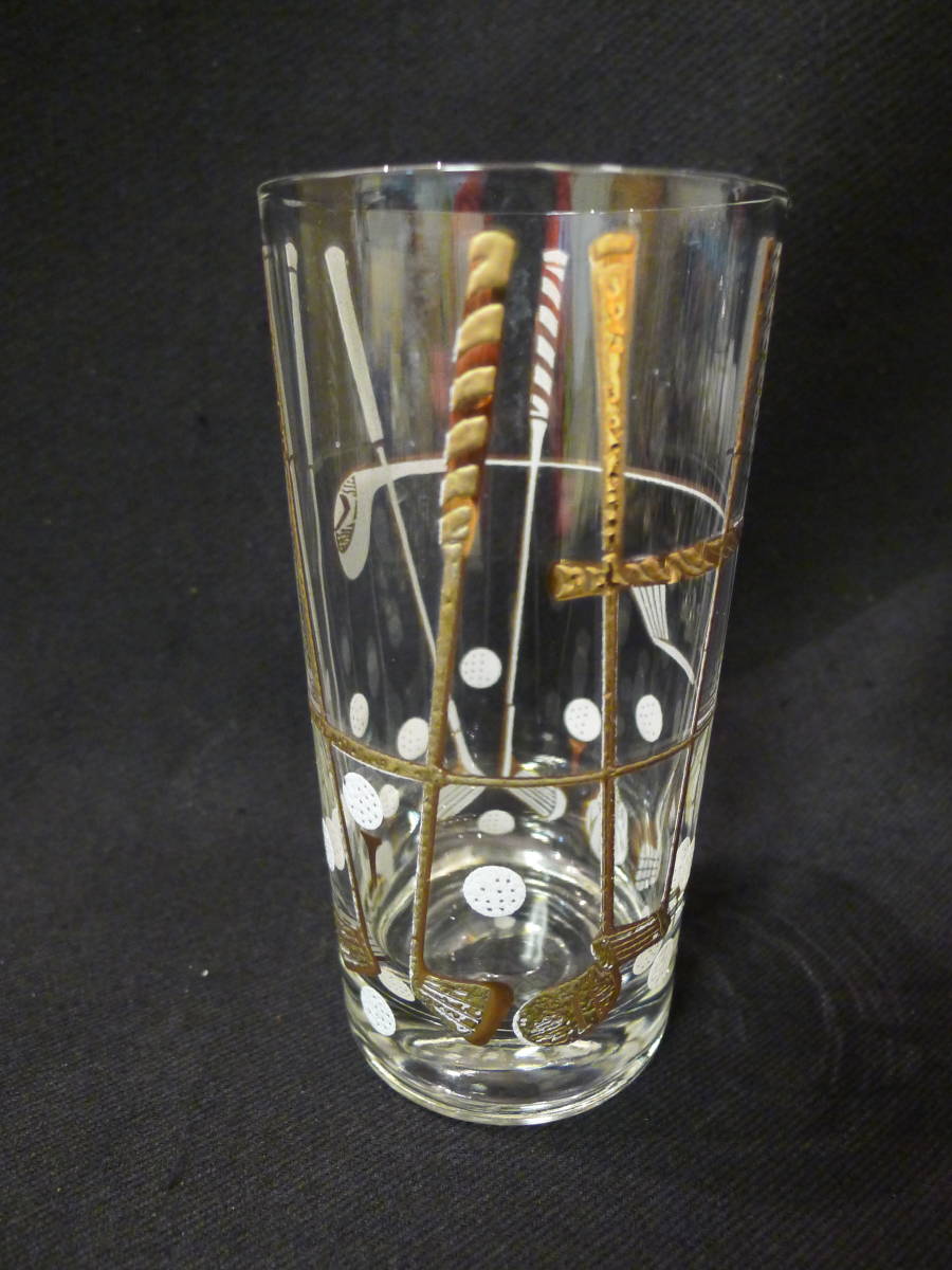 jj059* rare unused goods WITS INTERNATIONAL USA ** glass gift set stylish Golf Club. motif 5 customer set ** hand paint /100