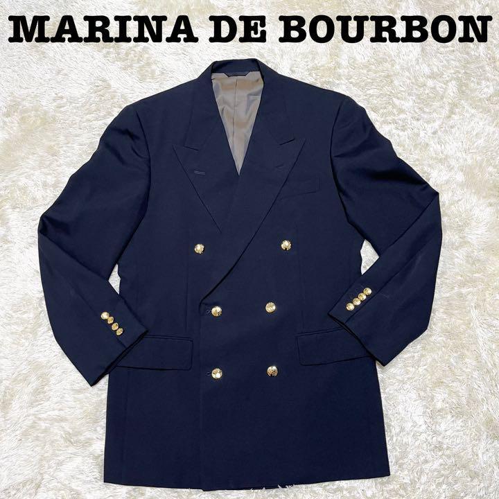 今季一番 紺ブレ 50 ピークドラペル マリナデブルボン マリナドブルボン BOURBON DE MARINA ダブル 金ボタン Lサイズ 