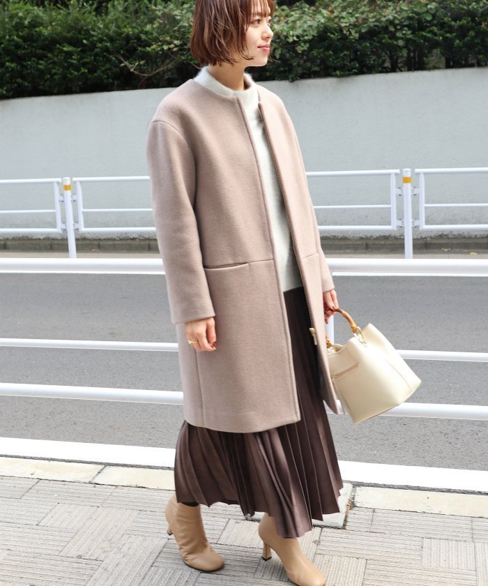 NOBLE 18AW W/Ny ZIPコート ノーカラー サイズ38 ウール obxrenewiv.com