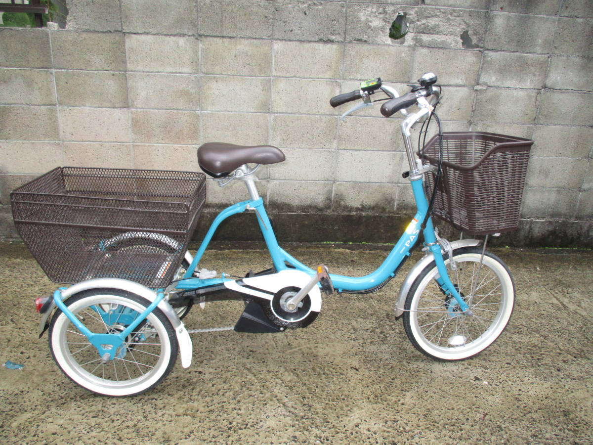 1 jpy ~20 year 9 month buy PAS Wagon PA16W YAMAHA Yamaha front 18 -inch after 16 -inch 15.4Ah 3 step shifting gears Pas Wagon electric assist three wheel bicycle electromotive bicycle 