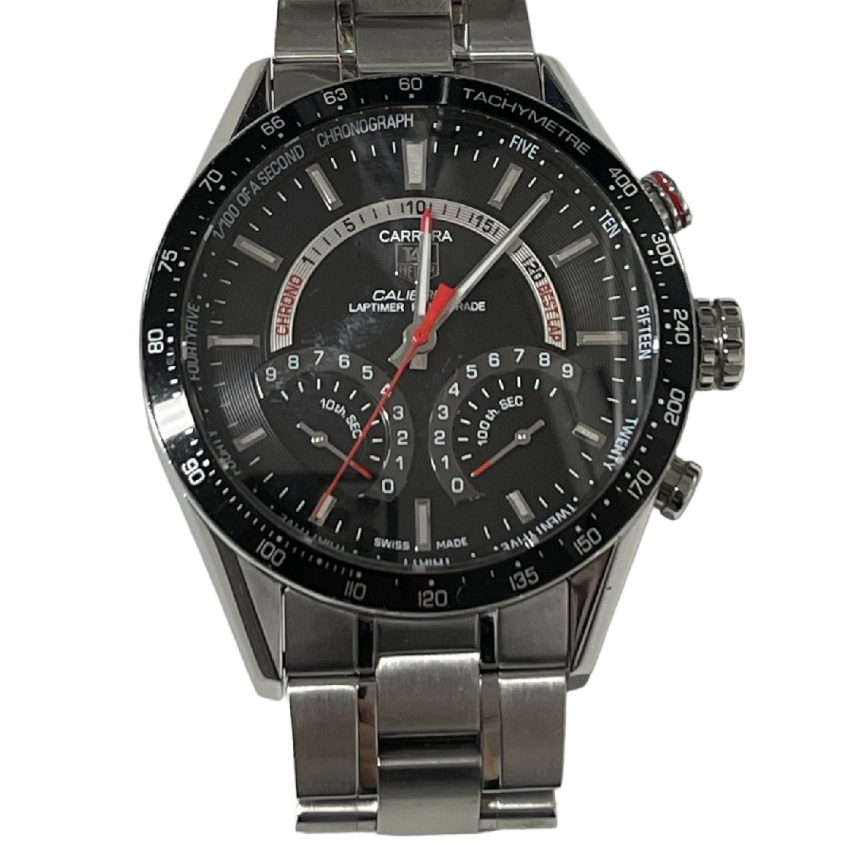 L27770RE 【中古品】TAG HEUER タグホイヤー カレラ カレラキャリバーS ラップタイマー CV7A10.BA0795 QZ 文字盤ブラック メンズ腕時計_画像2