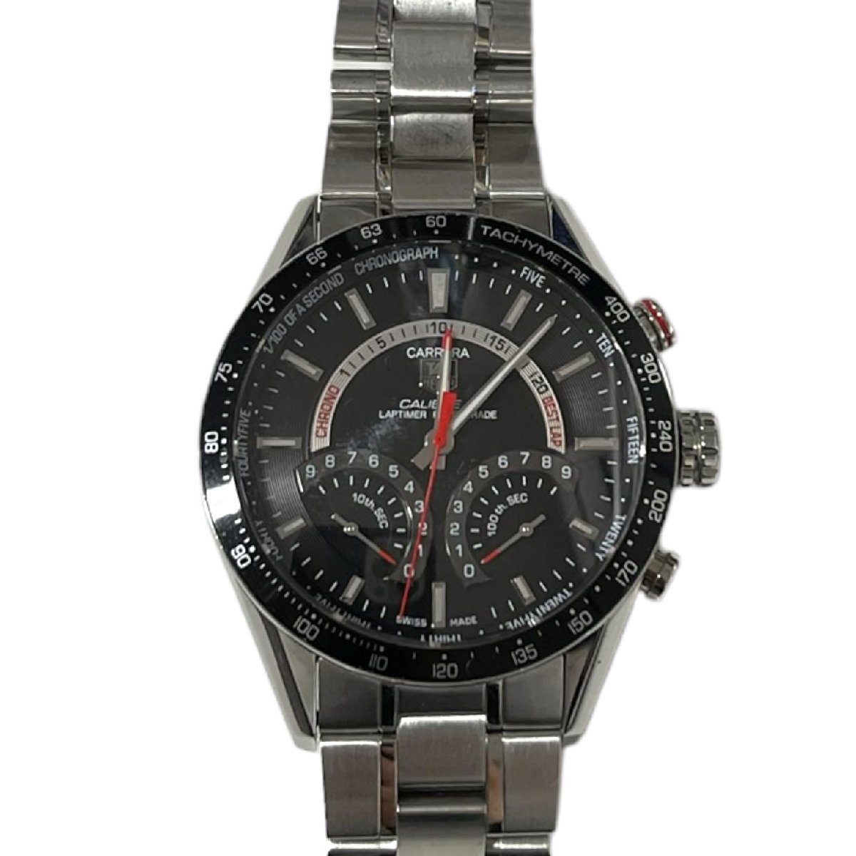 L27770RE 【中古品】TAG HEUER タグホイヤー カレラ カレラキャリバーS ラップタイマー CV7A10.BA0795 QZ 文字盤ブラック メンズ腕時計_画像1