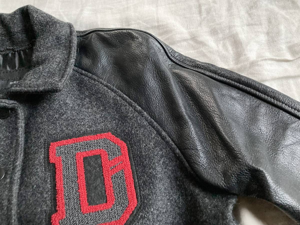美品 DIESEL ディーゼル 袖レザー 山羊革 ワッペン スタジャン 美品 DIESEL ディーゼル 袖レザー 山羊革 ワッペン スタジャン