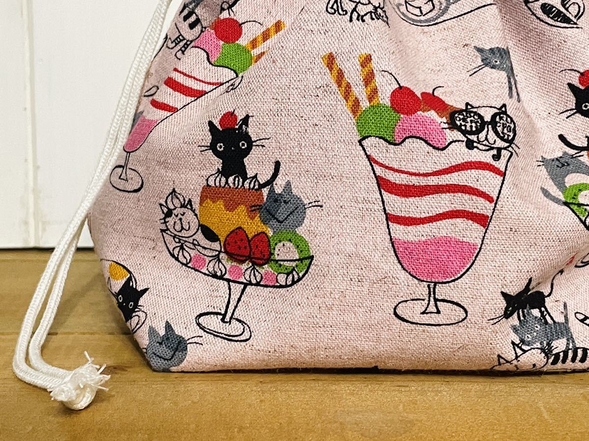  ручная работа * сумка *[17×24×12] симпатичный кошка Chan рисунок. сумка для бэнто * сумка для завтрака!