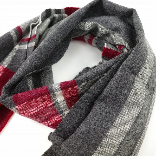 新品1円~★エポカ ウォモ EPOCA UOMO 最高級 繊維の宝石 カシミヤ100% チェック フリンジマフラー プレゼントに♪正規店本物 ◆9409◆_画像9