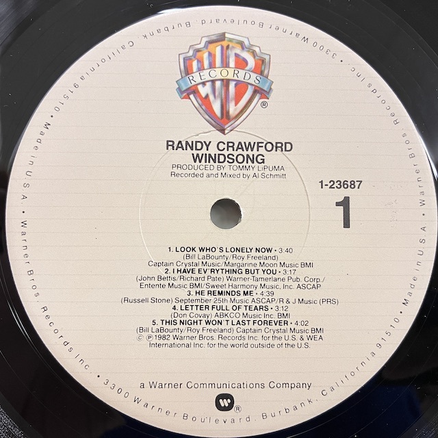 ■即決 FUSION/AOR Randy Crawford / Windsong d0439 米オリジナル、TML刻 ランディ・クロフォード_画像2