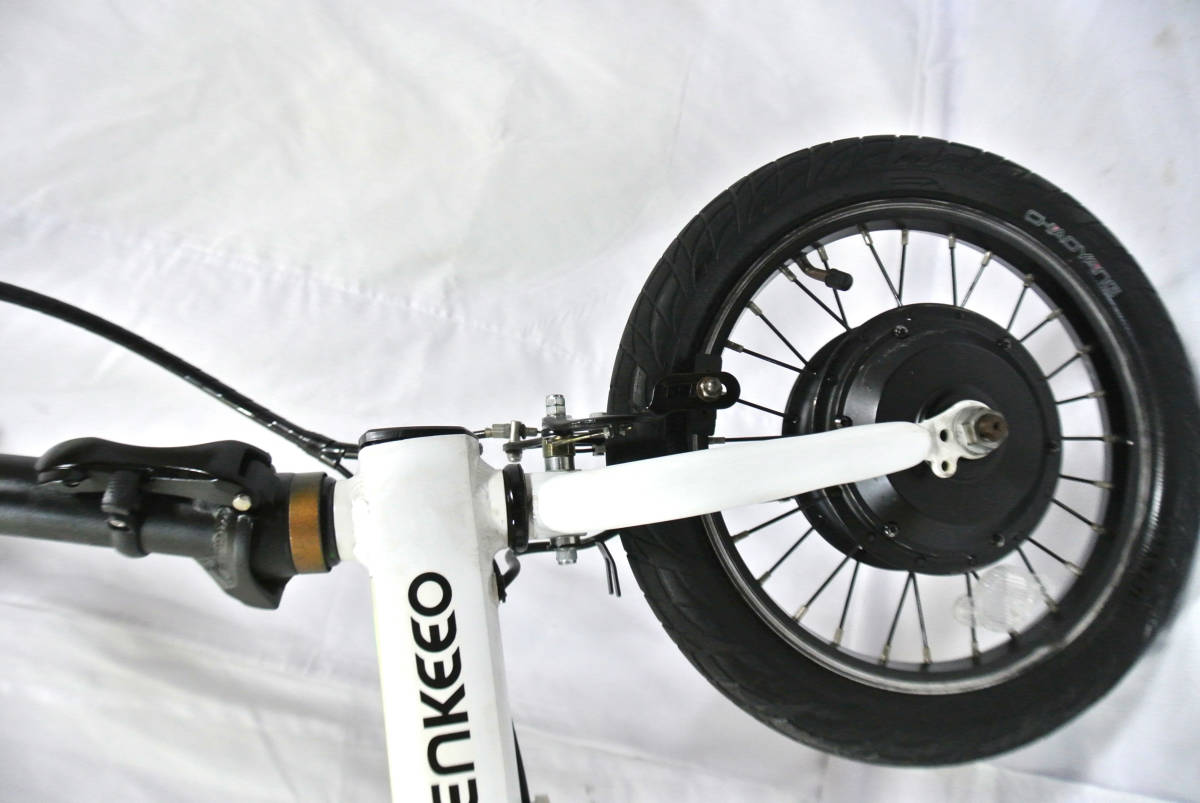 9-102* 1 jpy ~[ENKEEO]* electromotive bicycle 36V 14 -inch white color operation verification settled 