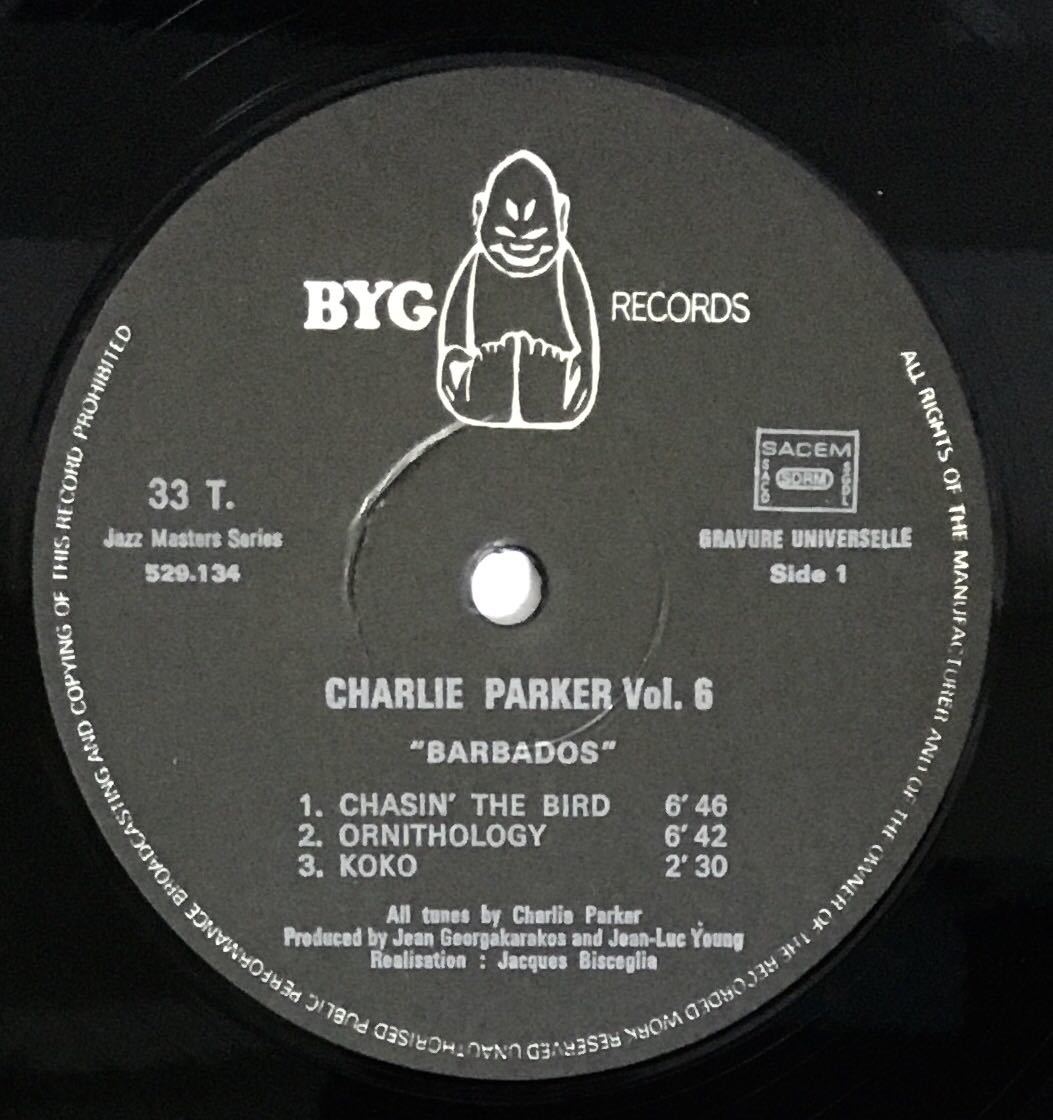 盤全体的良〜美品！仏BYG 529 134 69年オリジLP！Charlie Parker チャーリーパーカー The Complete Charlie Parker Vol. 6 Barbadosの画像3