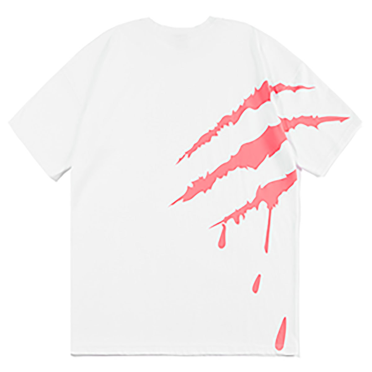 【 SUAMOMENT 】 ユニセックス オーバーサイズ バックプリント Tシャツ UNISEX CLAW MARKS NEON PRINT T-shirt ホワイトxピンク_画像6