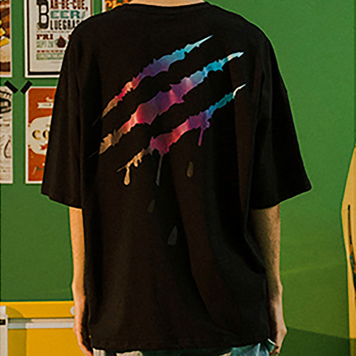 18％OFF】 【 ブラック T-shirt PRINT GRADATION RAINBOW MARKS CLAW