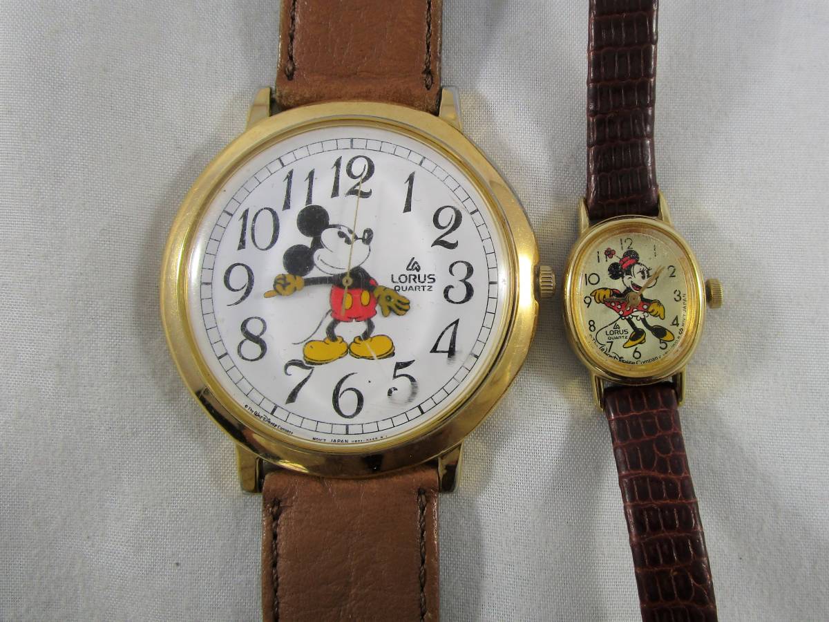 LORUS ローラス BY SEIKO セイコー ミッキー マウス & ミニーマウス 腕時計 1990年代アメリカUSA ビンテージ ウォッチ 新品 電池 2点セット