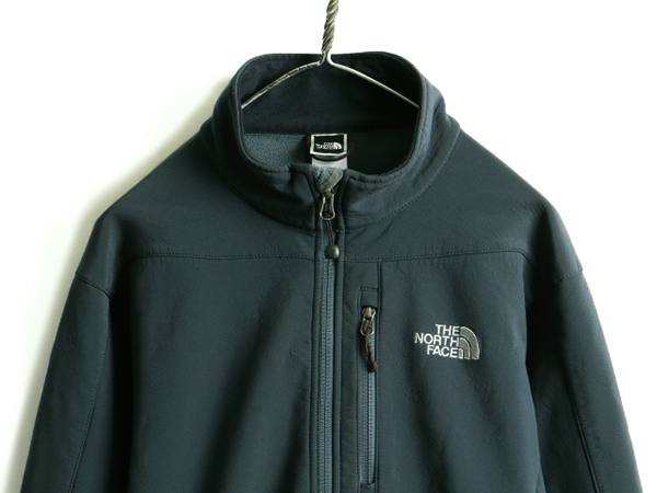 ■ ノースフェイス ソフトシェル ジャケット ( メンズ M ) 古着 The North Face APEX エイペックス 裏 フリース ジャンパー ブルゾン 青灰_画像2