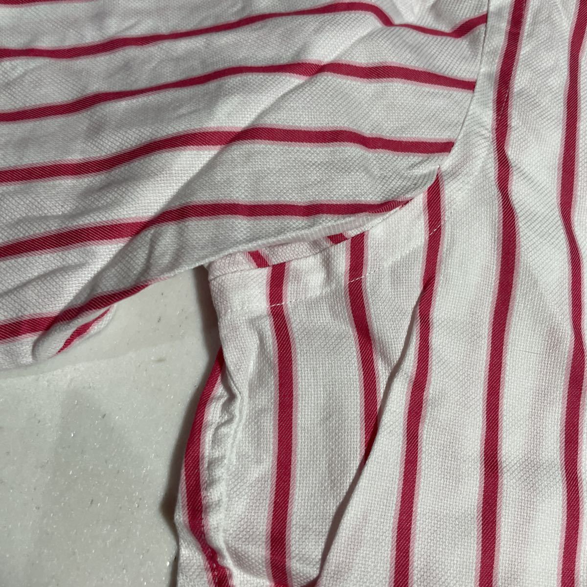 ポールスチュアート PAUL STUART 白 ホワイト ピンク 襟付き チェック柄 半袖シャツ Lサイズの画像5