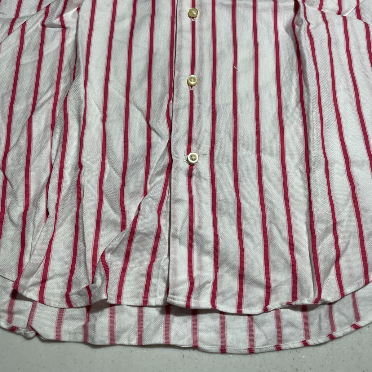 ポールスチュアート PAUL STUART 白 ホワイト ピンク 襟付き チェック柄 半袖シャツ Lサイズの画像4