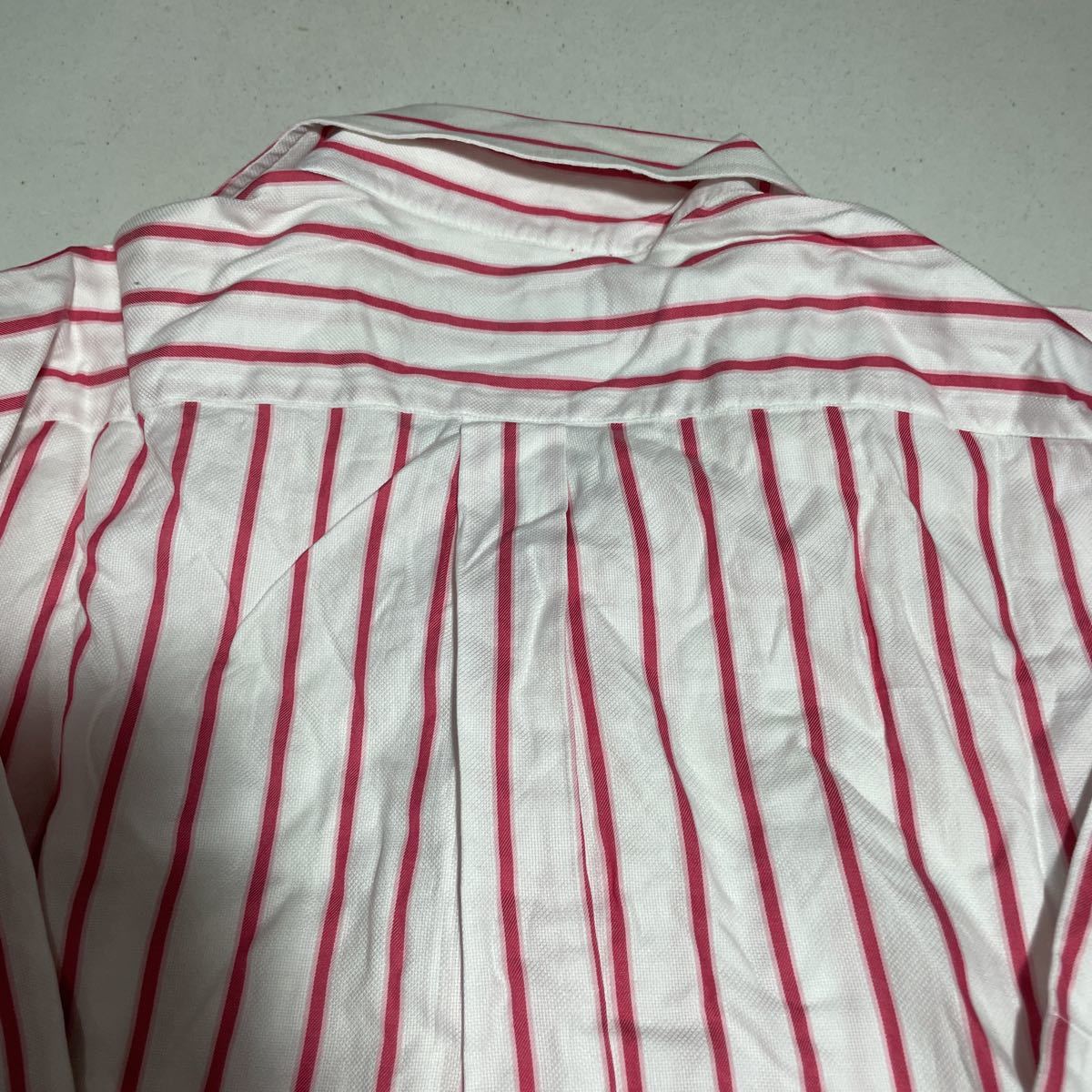 ポールスチュアート PAUL STUART 白 ホワイト ピンク 襟付き チェック柄 半袖シャツ Lサイズの画像8