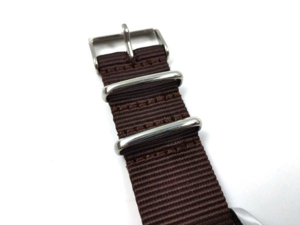 ナイロン製ミリタリーストラップ natoタイプ 腕時計布ベルト ブラウン 22mmの画像6