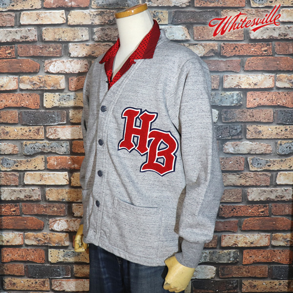 【M】WHITSVILLE ホワイツビル SWEAT BUTTON FRONT CARDIGAN H.GRAY WV69042 スウェット レタードカーディガン　東洋エンタープライズ