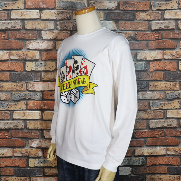 S】CREAM SODA クリームソーダ CS FOUR CARD LONG TEE ◇WHITE◇ PD22T