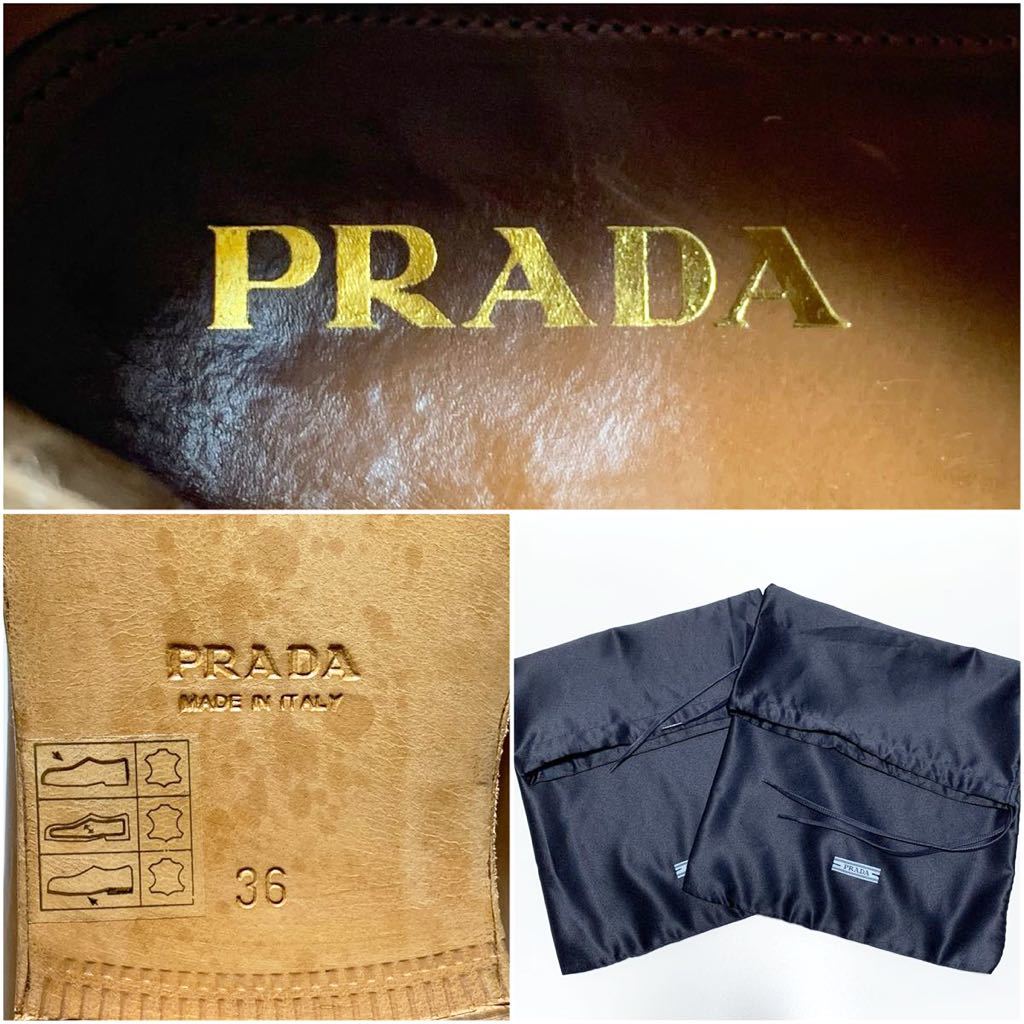 * superior article Prada PRADApo Inte dotu leather side-gore Chelsea boots size 36 Italy bookbinding leather short boots ankle boots 
