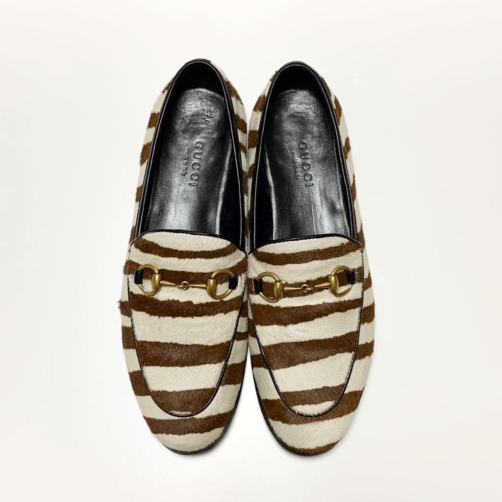 * хорошая вещь Gucci GUCCIyoruda-n - lako кожа bit Loafer обувь Zebra рисунок size 35 Италия производства туфли-лодочки плоская обувь 