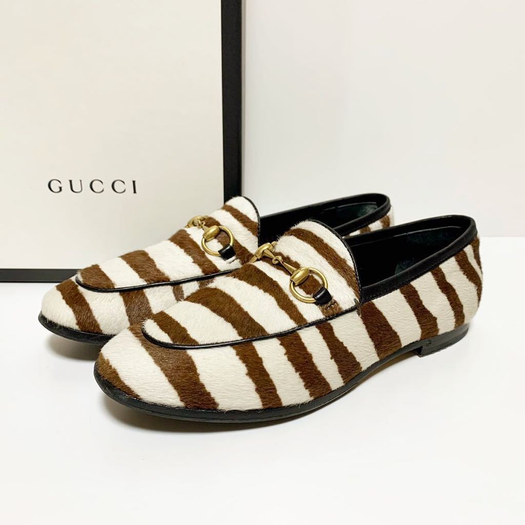 * хорошая вещь Gucci GUCCIyoruda-n - lako кожа bit Loafer обувь Zebra рисунок size 35 Италия производства туфли-лодочки плоская обувь 