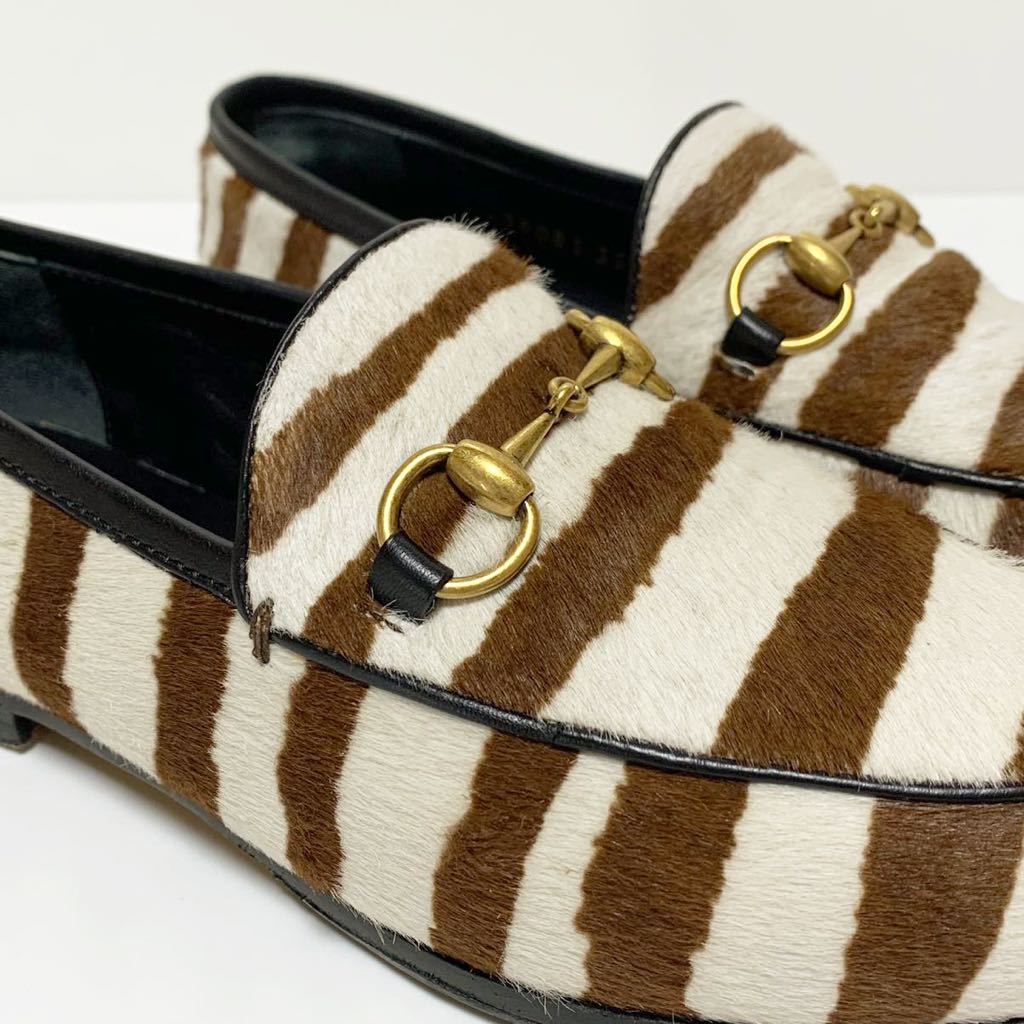 ☆良品 グッチ GUCCI ヨルダーン ハラコ レザー ビット ローファー