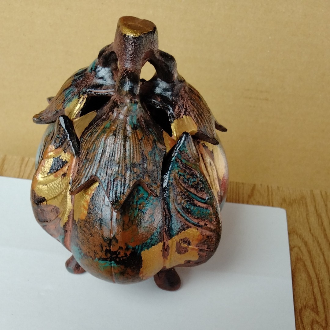 高岡銅器 香炉【三茄子】伝統美術工芸品 瑞峰作 三茄子 香炉 香 高岡銅器 香炉【三茄子】伝統美術工芸品 瑞峰作 三茄子 香炉 香