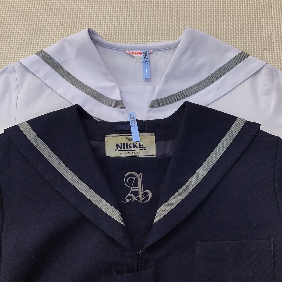 O268 (中古) 兵庫県 朝日中学校 セーラー服 4点セット /M/L/W69/セーラー/スカート/夏服/冬服/半袖/中学校/高校/制服/女子学生/学生服_画像4