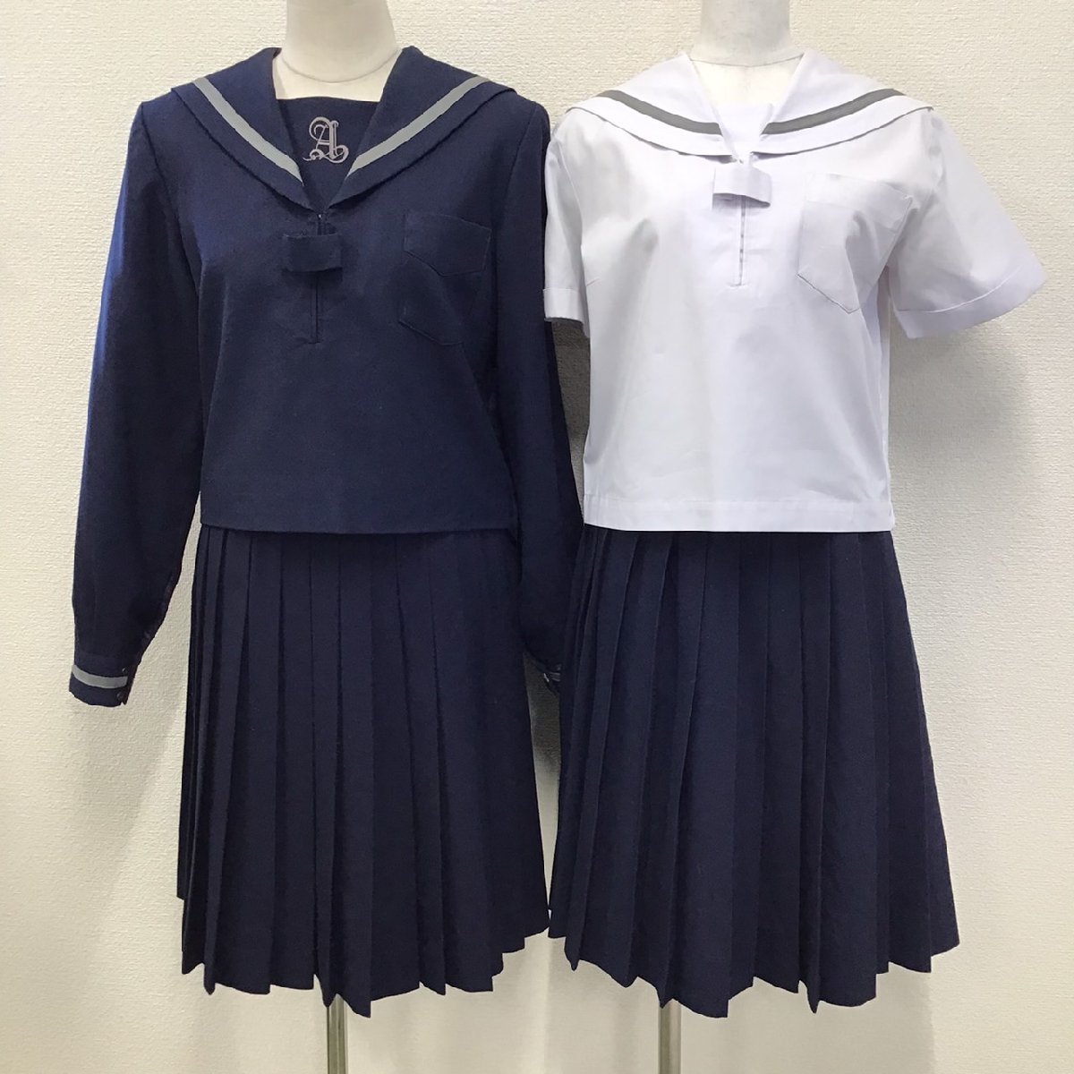 O268 (中古) 兵庫県 朝日中学校 セーラー服 4点セット /M/L/W69/セーラー/スカート/夏服/冬服/半袖/中学校/高校/制服/女子学生/学生服_画像1