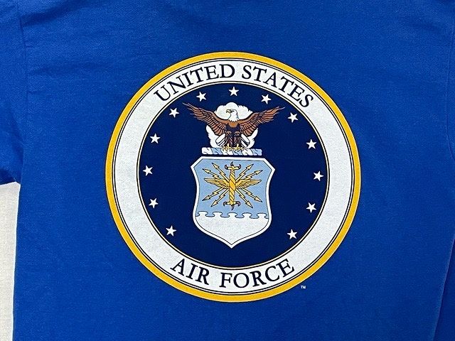  американский производства BAYSIDE футболка America ВВС эмблема USAF UNITED STATES AIR FORCE голубой размер M [b5-0031]