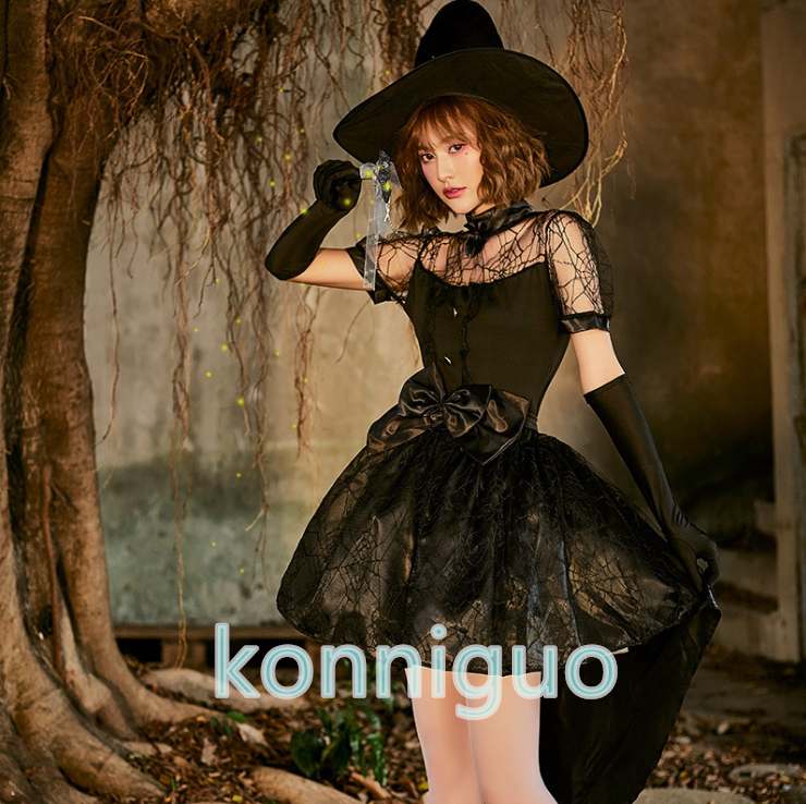 ハロウィーン 仮装 変装 魔法使い ドレス ブラック メッシュセクシータキシード とんがり帽子 魔女 コスチューム コスプレCM185 