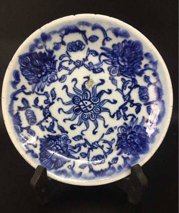 中国古美術□清時代染付皿 古玩 唐物 中国 古美術 時代物 骨董品□ D3