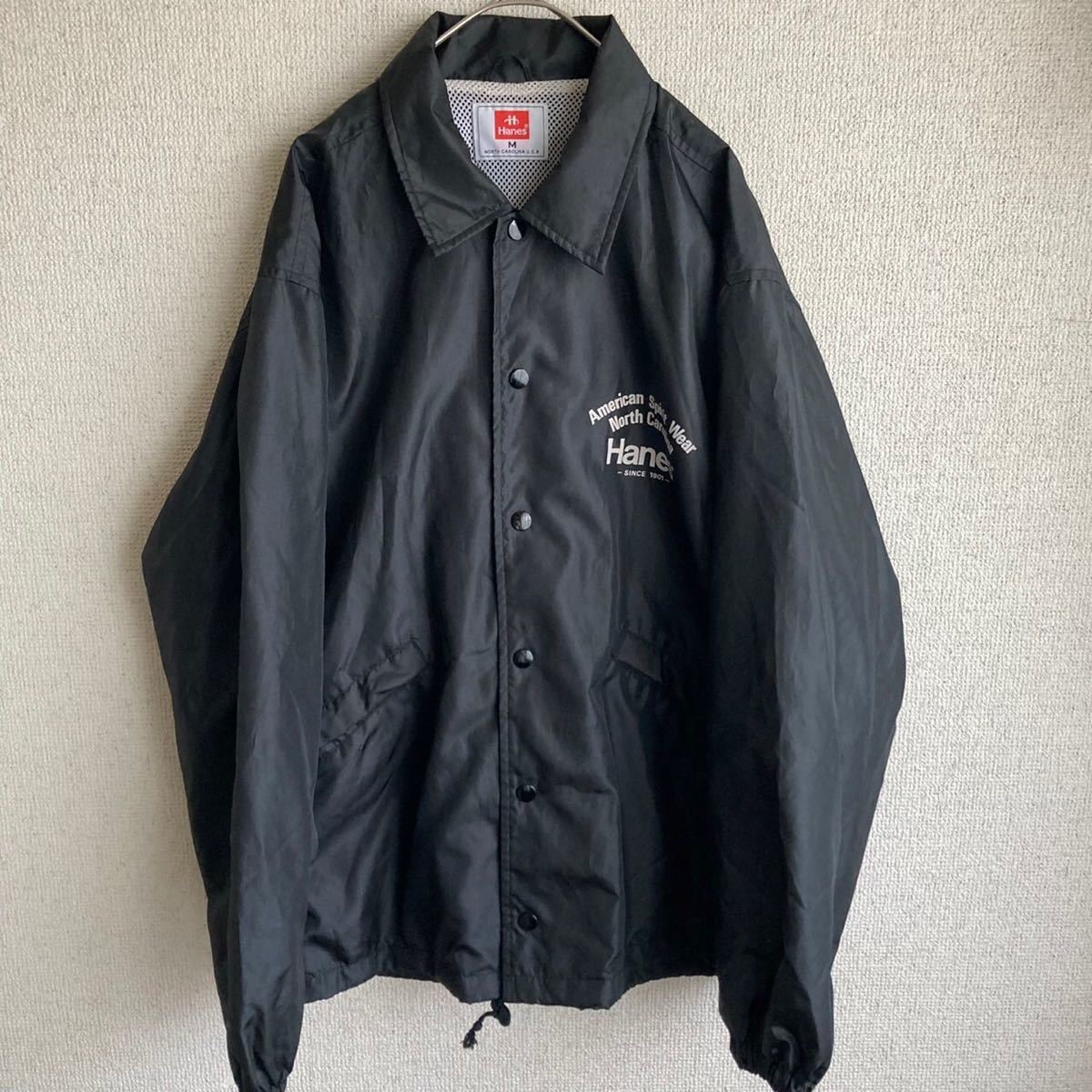 90s HANES ナイロン コーチジャケット ヘインズ 黒 Mサイズ 古着 90s HANES ナイロン コーチジャケット ヘインズ 黒 Mサイズ 古着