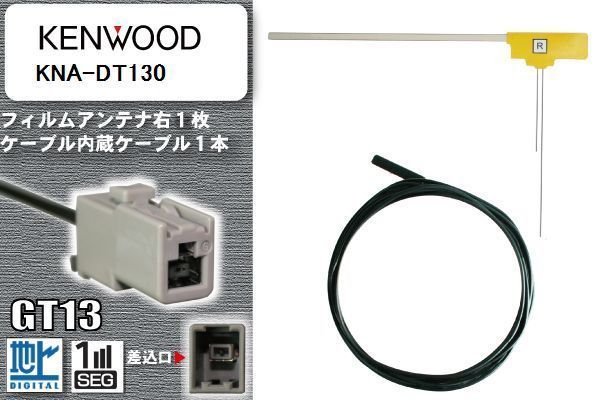 フィルムアンテナ ケーブル セット 地デジ ケンウッド KENWOOD KNA-DT130 対応 ワンセグ フルセグ GT13 コネクター 1本 1枚 車 ナビ 高感度_画像1